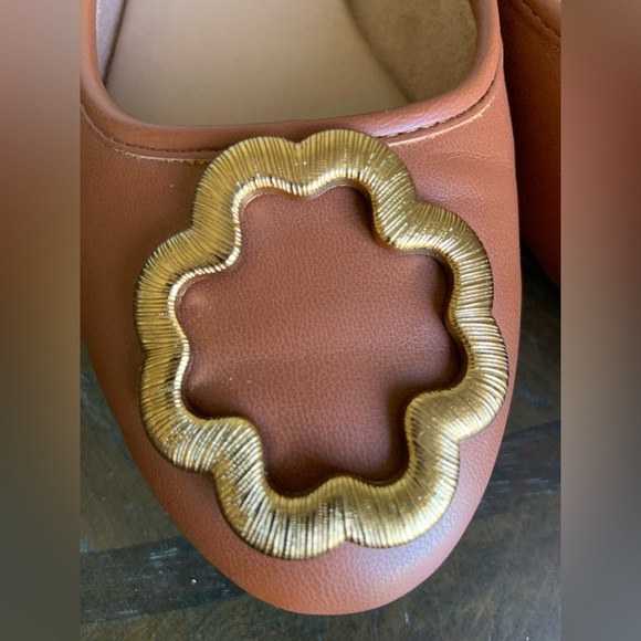Sam & Libby Leather Flats Women’s Size 6 Brown Cognac Gold Accent NWOT - Picture 9 of 9